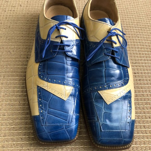 Fortune From Liberty Blue Croc Pattern Leather Oxfords main image 7